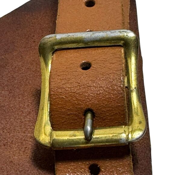 Women’s Brown Leather Apron Corset Belt Medallion HH Monogram - Picture 9 of 9